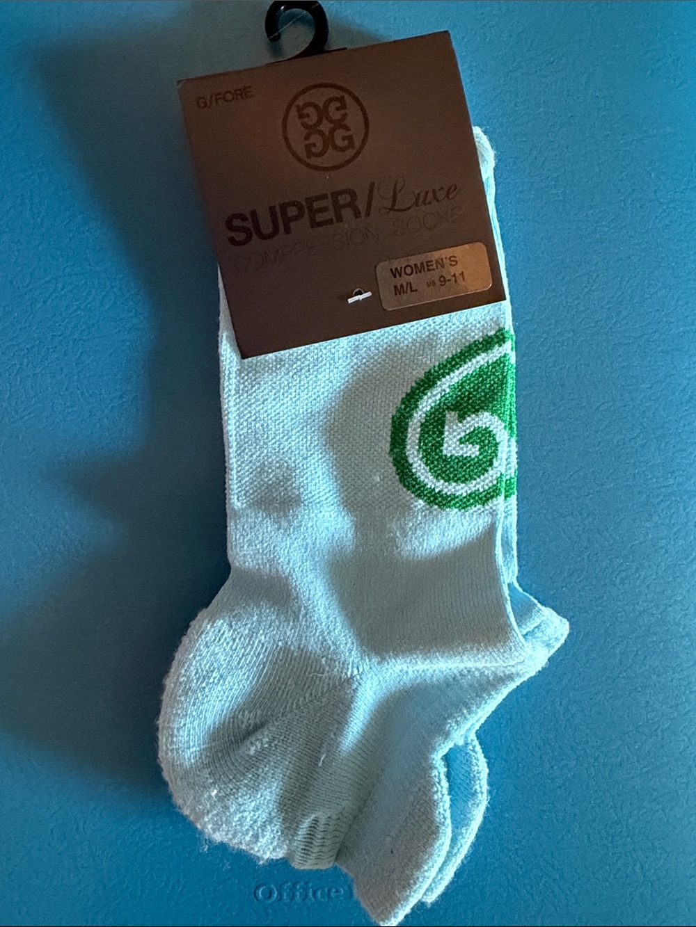 G/FORE Blue Women's Ankle Socks with Green Swirl